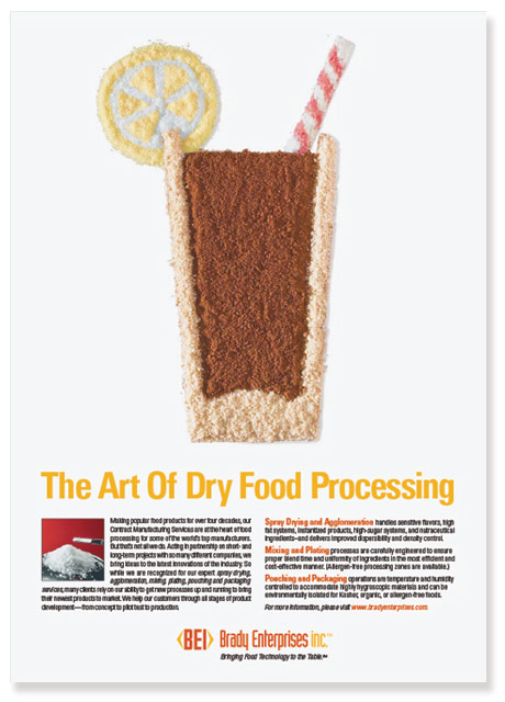 Ad with illustration made with processed dry foods