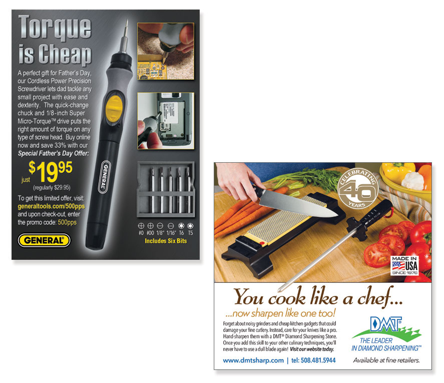 Two Quarter-page Ads featuring hand tools