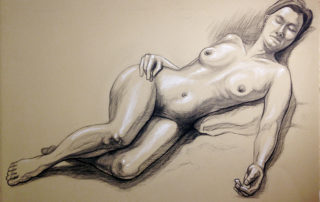 Female Reclining Figure Charcoal Drawing
