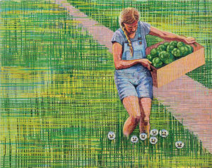 "One Fine Day While Picking Peppers" Painting